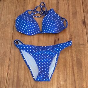 ASOS Swim Blue/White Polka Dot Bikini Set, Size  US 10/ EU 42/ UK 14